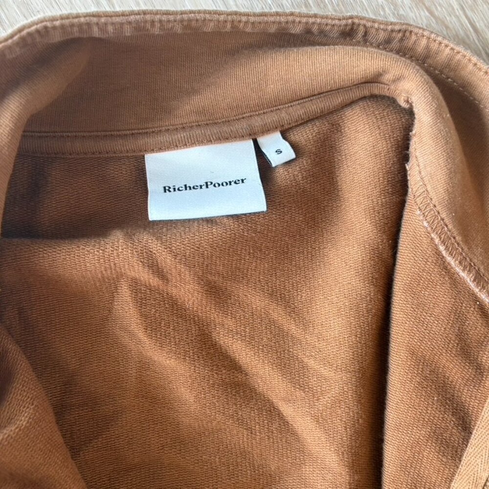 Richer Poorer Terry Half Zip Pullover Mustard Brown Small Crop - Picture 6 of 6